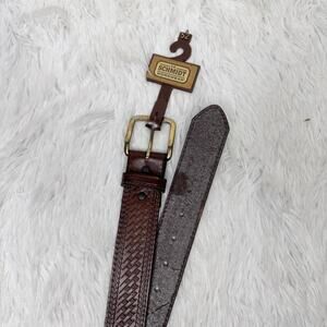 SCHMIDT WORKWEAR / dark brown leather belt / 52 NWT
